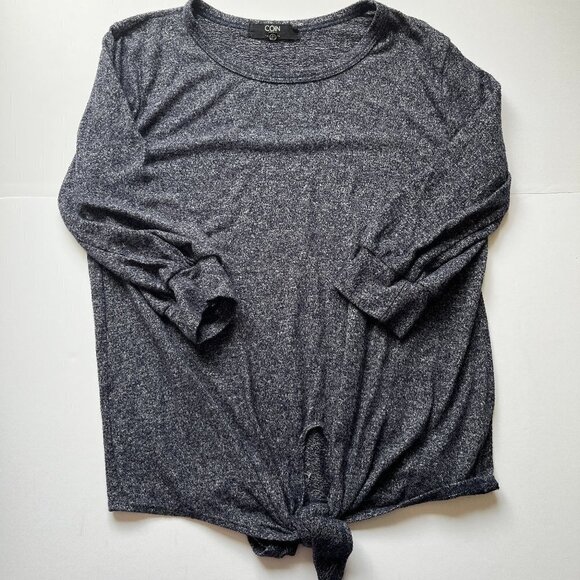 Coin 1804 Sweater Stretch Jersey Knit Los Angeles Blue Shirt Front Knot Sz S - Picture 10 of 12